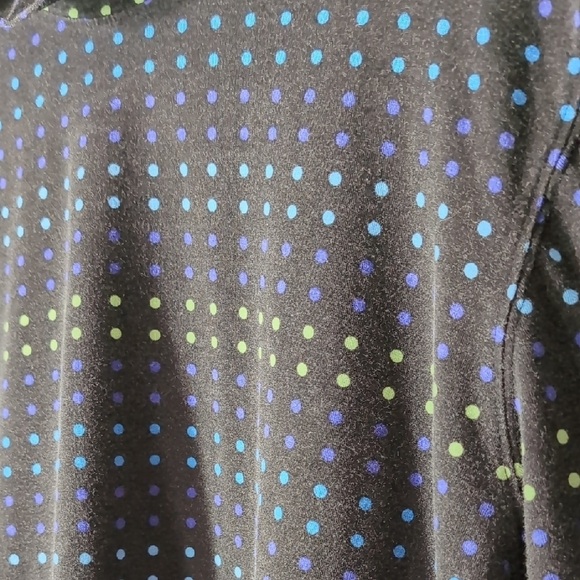 Talbots | Cotton Stretch Black Long Sleeve Turtle Neck Neon Polka Dots Size XL - Picture 3 of 9